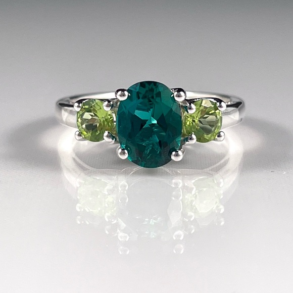 Kay Jewelers Jewelry - Art Nouveau-Inspired Sterling Silver Emerald and Peridot Ring, Size 6